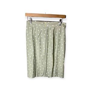 Bentley Vtg Wrap Skirt Womens 12 Sage Green White Button Zip Flirty Midi EUC